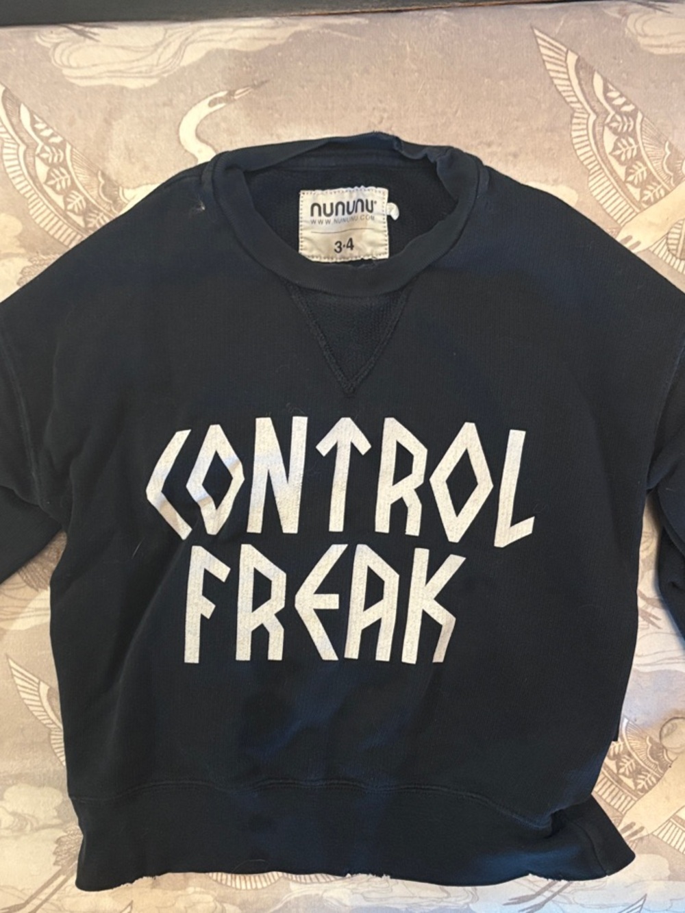 nununu Black Sweatshirt with White 'CONTROL FREAK' Graphic